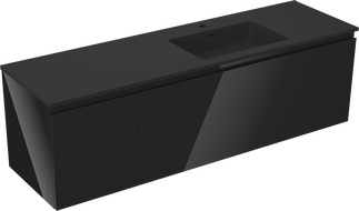 Mexen Orio dulap de baie 160 cm cu lavoar Otis dreapta, 1S, 1D, negru lucios/negru mat - 91A13-16047-3-BBFF70-W18P71