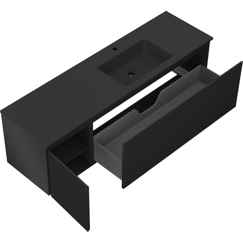 Mexen Orio dulap baie 160 cm cu lavoar Otis dreapta, 1S, 1D, negru mat - 91A13-16047-3-BBFF71-W18P71