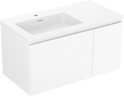 Mexen Rivel dulap baie 90 cm cu chiuvetă Otis stânga, 1S, 1D, șanfrenat, alb mat - 91A23-09047-3-BBFF01-W18L01