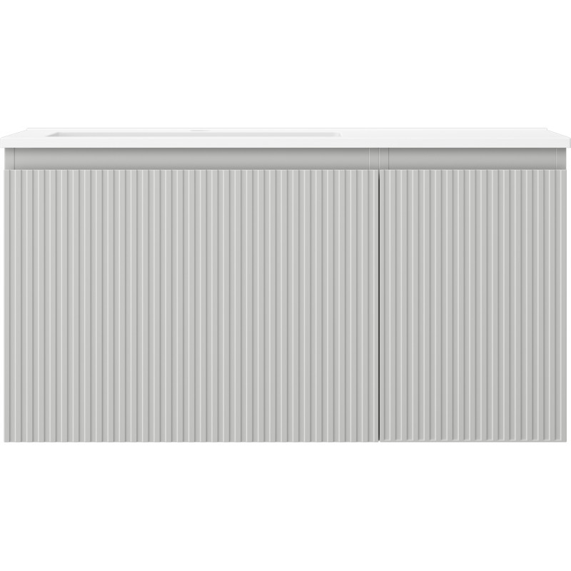 Mexen Rivel dulap baie 90 cm cu lavoar Otis stânga, 1S, 1D, canelat, gri mat/alb mat - 91A23-09047-3-BBFF62-W18L01