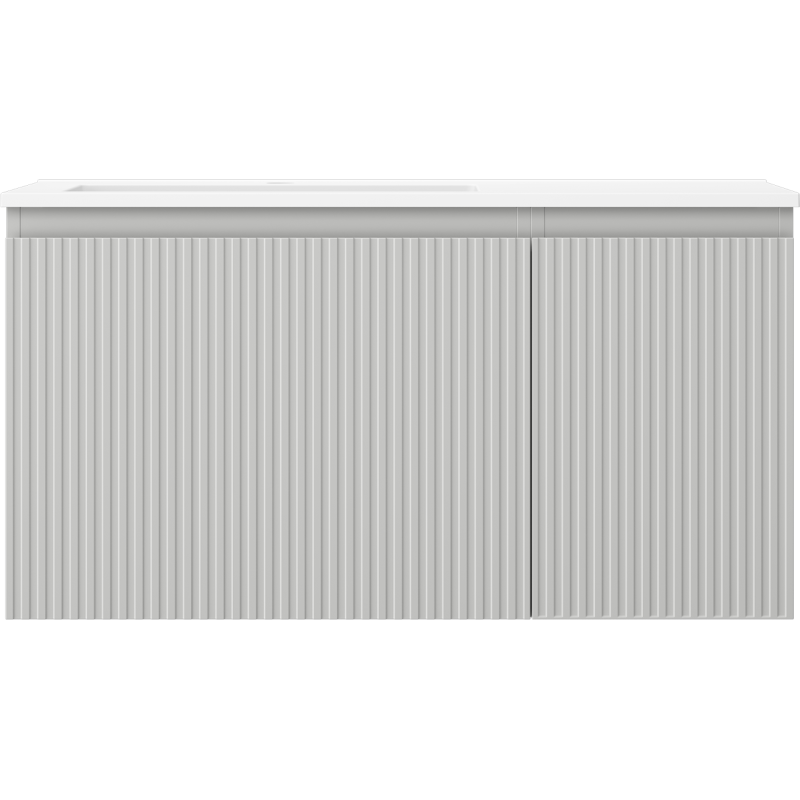 Mexen Rivel dulap de baie 90 cm cu chiuvetă Otis stânga, 1S, 1D, canelat, gri mat/alb mat - 91A23-09047-3-BBFF62-W18L01