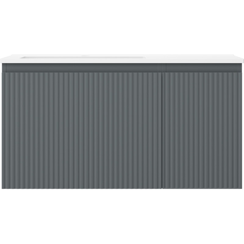 Mexen Rivel dulap baie 90 cm cu chiuvetă Otis stânga, 1S, 1D, riglat, grafit mat/alb mat - 91A23-09047-3-BBFF66-W18L01