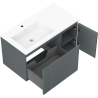 Mexen Rivel dulap baie 90 cm cu lavoar Otis stânga, 1S, 1D, profilat, grafit mat/alb mat - 91A23-09047-3-BBFF66-W18L01