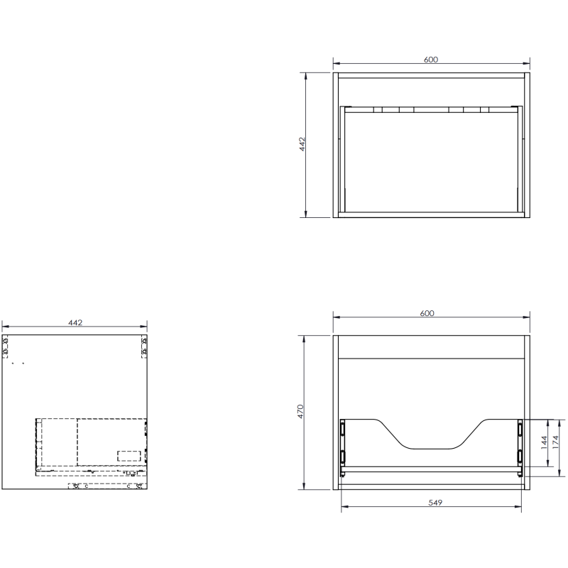 Mexen Rivel 90 cm-es Otis fürdőszobai szekrény bal oldali mosdóval, 1 fiók, 1 ajtó, bordázott, fekete matt