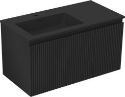 Mexen Rivel dulap baie 90 cm cu lavoar Otis stânga, 1S, 1D, canelat, negru mat - 91A23-09047-3-BBFF71-W18L71