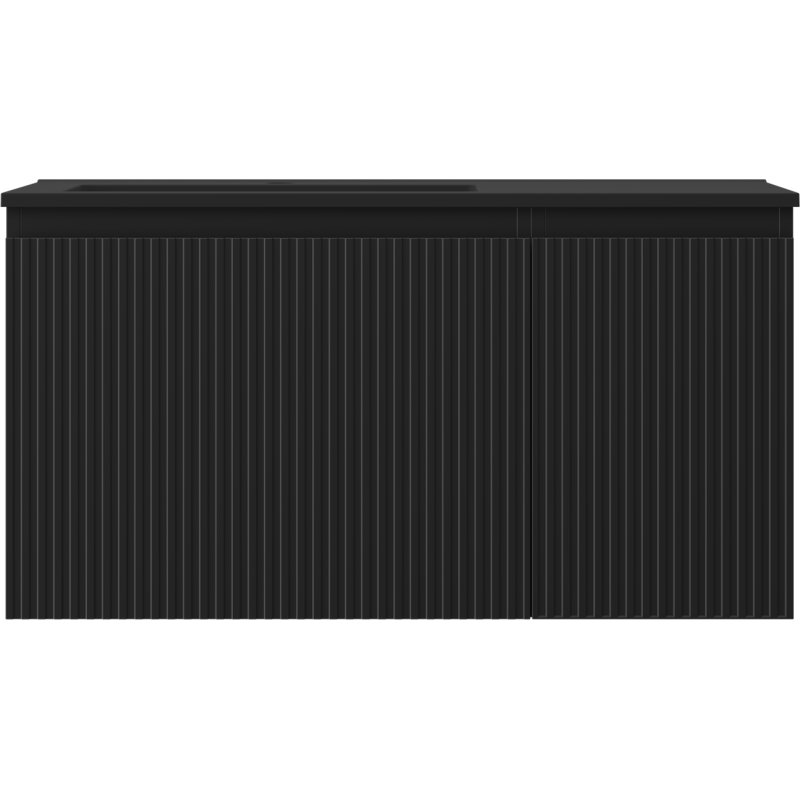 Mexen Rivel dulap baie 90 cm cu lavoar Otis stânga, 1S, 1D, canelat, negru mat - 91A23-09047-3-BBFF71-W18L71