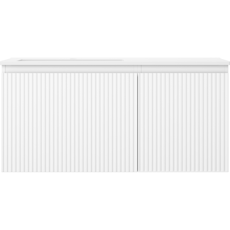 Mexen Rivel dulap baie 100 cm cu lavoar Otis stâng, 1S, 1D, canelat, alb mat - 91A23-10047-3-BBFF01-W18L01