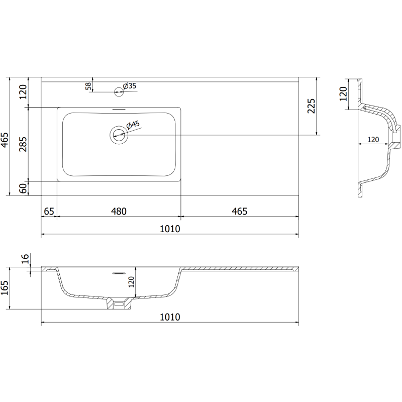 Mexen Rivel dulap baie 100 cm cu lavoar Otis stânga, 1S, 1D, riflat, gri mat/alb mat - 91A23-10047-3-BBFF62-W18L01