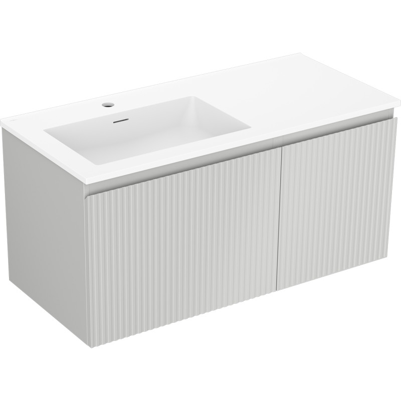 Mexen Rivel dulap baie 100 cm cu chiuvetă Otis stânga, 1S, 1D, canelată, gri mat/alb mat - 91A23-10047-3-BBFF62-W18L01