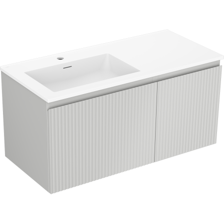 Mexen Rivel dulap baie 100 cm cu chiuvetă Otis stânga, 1S, 1D, canelată, gri mat/alb mat - 91A23-10047-3-BBFF62-W18L01