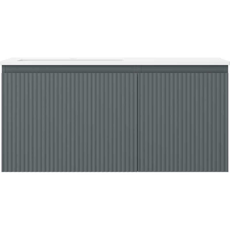 Mexen Rivel 100 cm-es fürdőszobai szekrény Otis mosdóval balra, 1S, 1D, bordázott, grafit matt/fehér matt