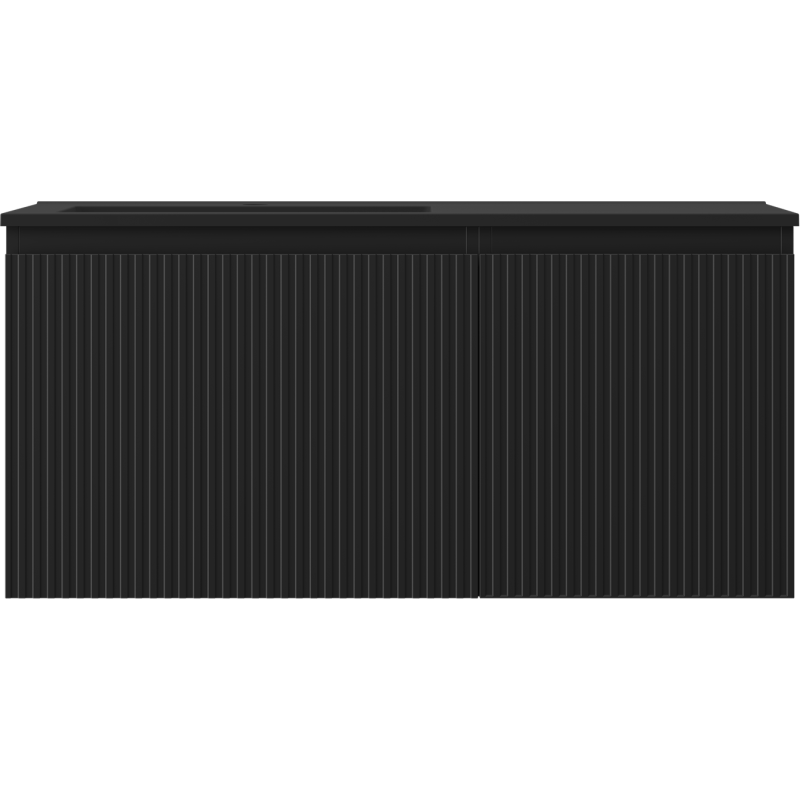 Mexen Rivel dulap baie 100 cm cu lavoar Otis stânga, 1S, 1D, canelat, negru mat - 91A23-10047-3-BBFF71-W18L71