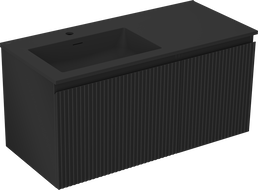 Mexen Rivel dulap baie 100 cm cu lavoar Otis stânga, 1S, 1D, riflat, negru mat - 91A23-10047-3-BBFF71-W18L71