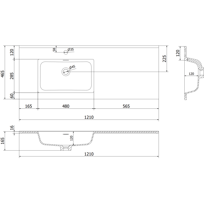 Mexen Rivel 120 cm-es fürdőszobai szekrény mosdóval, bal oldali, 1 polc, rácsos, matt fehér színű - 91A23-12047-3-BBFF01-W18L01