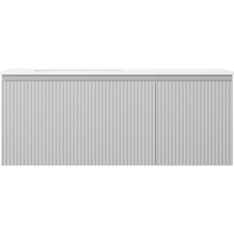 Mexen Rivel 120 cm-es fürdőszobai szekrény Otis bal oldali mosdókagylóval, 1 polcos, 1 ajtós, bordázott, szürke