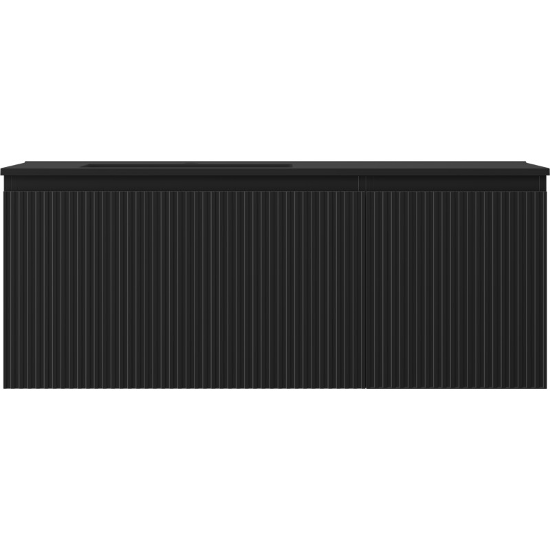 Mexen Rivel dulap baie 120 cm cu lavoar Otis stâng, 1S, 1D, riflat, negru mat - 91A23-12047-3-BBFF71-W18L71