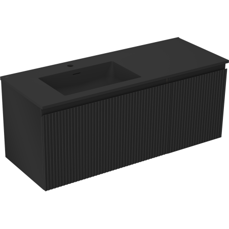Mexen Rivel dulap baie 120 cm cu lavoar Otis stâng, 1S, 1D, riflat, negru mat - 91A23-12047-3-BBFF71-W18L71