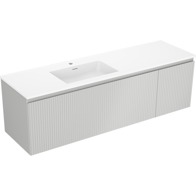 Mexen Rivel dulap baie 160 cm cu lavoar Otis stângă, 1S, 1D, canelat, gri mat/alb mat - 91A23-16047-3-BBFF62-W18L01