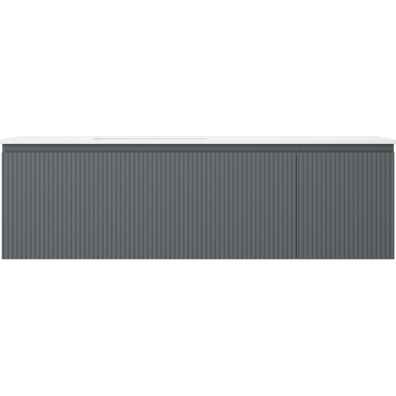 Mexen Rivel 160 cm-es Otis baloldali fürdőszobaszekrény mosdókagylóval, 1S, 1D, bordázott, grafit matt/fehér matt