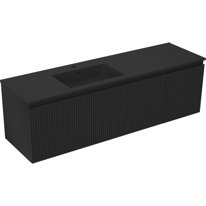 Mexen Rivel dulap baie 160 cm cu lavoar Otis stânga, 1S, 1D, canelat, negru mat - 91A23-16047-3-BBFF71-W18L71
