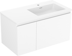 Mexen Rivel dulap baie 90 cm cu lavoar Otis dreapta, 1S, 1D, ribrat, alb mat - 91A23-09047-3-BBFF01-W18P01