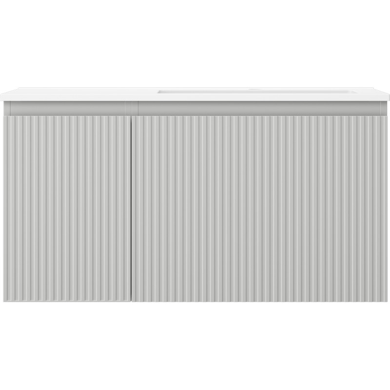 Mexen Rivel dulap baie 90 cm cu lavoar Otis dreapta, 1S, 1D, riflat, gri mat/alb mat - 91A23-09047-3-BBFF62-W18P01