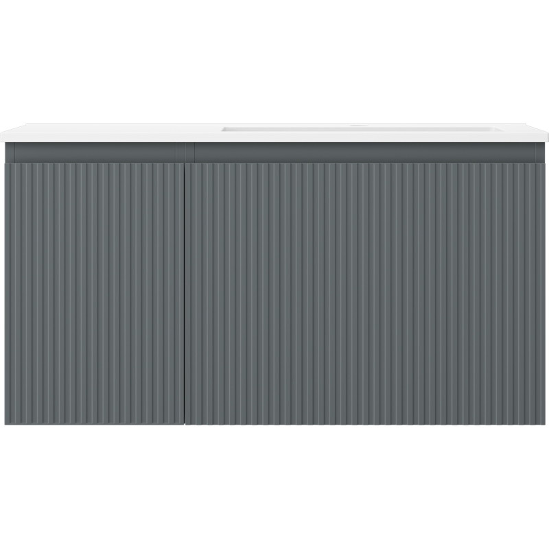 Mexen Rivel dulap baie 90 cm cu lavoar Otis dreapta, 1S, 1D, canelat, grafit mat/alb mat - 91A23-09047-3-BBFF66-W18P01