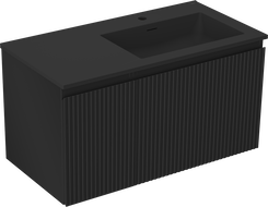 Mexen Rivel dulap baie 90 cm cu lavoar Otis dreapta, 1S, 1D, canelat, negru mat - 91A23-09047-3-BBFF71-W18P71