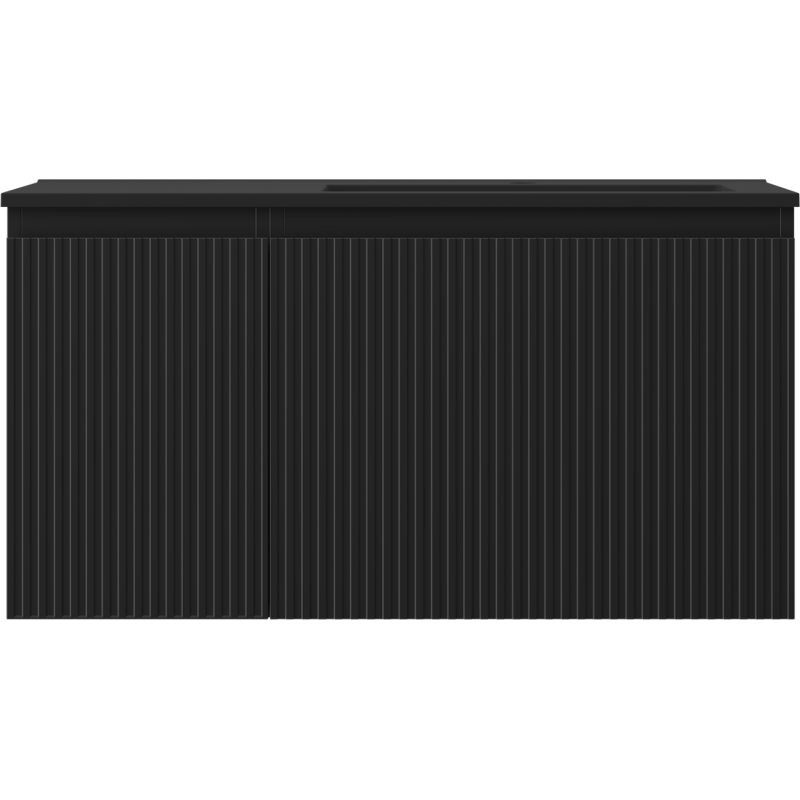 Mexen Rivel dulap baie 90 cm cu lavoar Otis dreapta, 1S, 1D, canelat, negru mat - 91A23-09047-3-BBFF71-W18P71