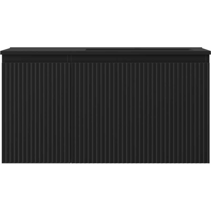 Mexen Rivel dulap baie 90 cm cu lavoar Otis dreapta, 1S, 1D, striată, negru mat - 91A23-09047-3-BBFF71-W18P71