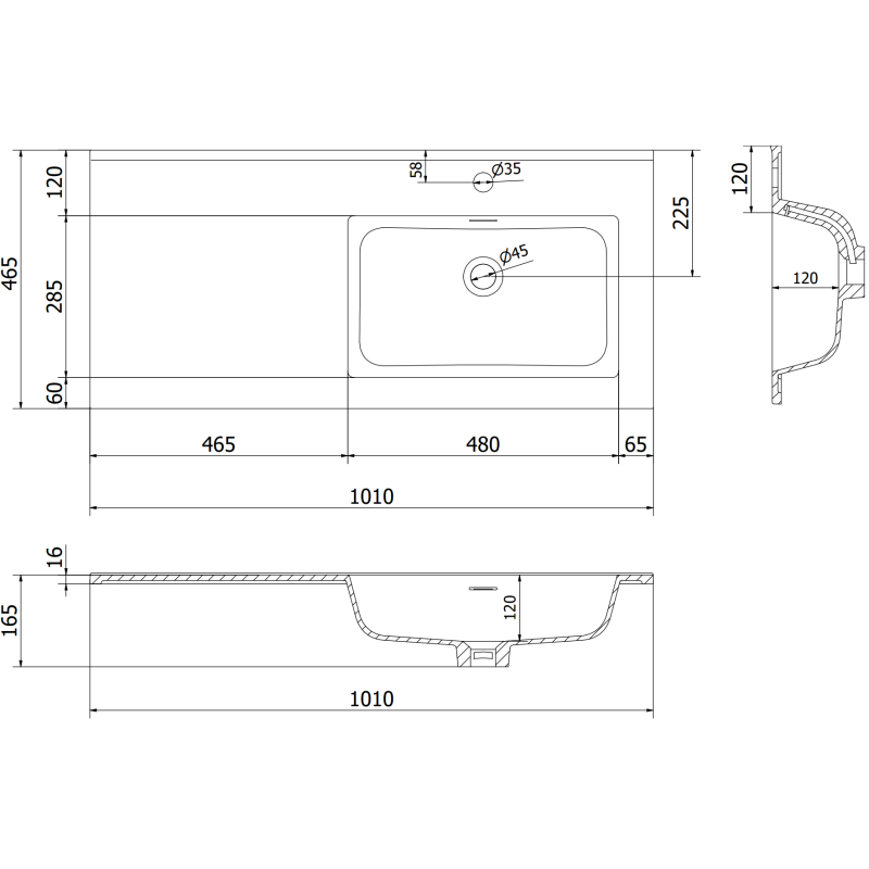 Mexen Rivel dulap baie 100 cm cu lavoar Otis dreapta, 1S, 1D, canelat, gri mat/alb mat - 91A23-10047-3-BBFF62-W18P01