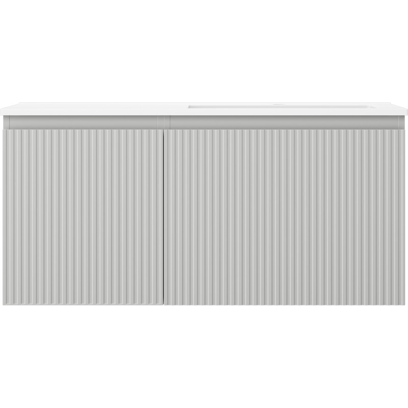 Mexen Rivel dulap pentru baie de 100 cm cu lavoar Otis pe dreapta, 1S, 1D, canelat, gri mat/alb mat