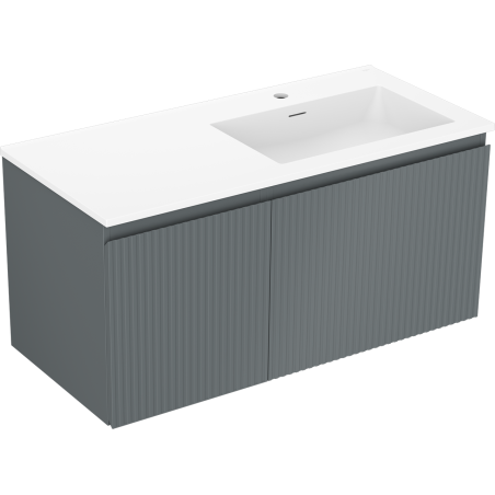 Mexen Rivel dulap de baie 100 cm cu lavoar Otis dreapta, 1S, 1D, riflat, grafit/alb mat - 91A23-10047-3-BBFF66-W18P01