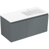 Mexen Rivel 100 cm-es fürdőszobai szekrény Otis jobb oldali mosdóval, 1 fiók, 1 ajtó, bordázott, grafit/fehér matt