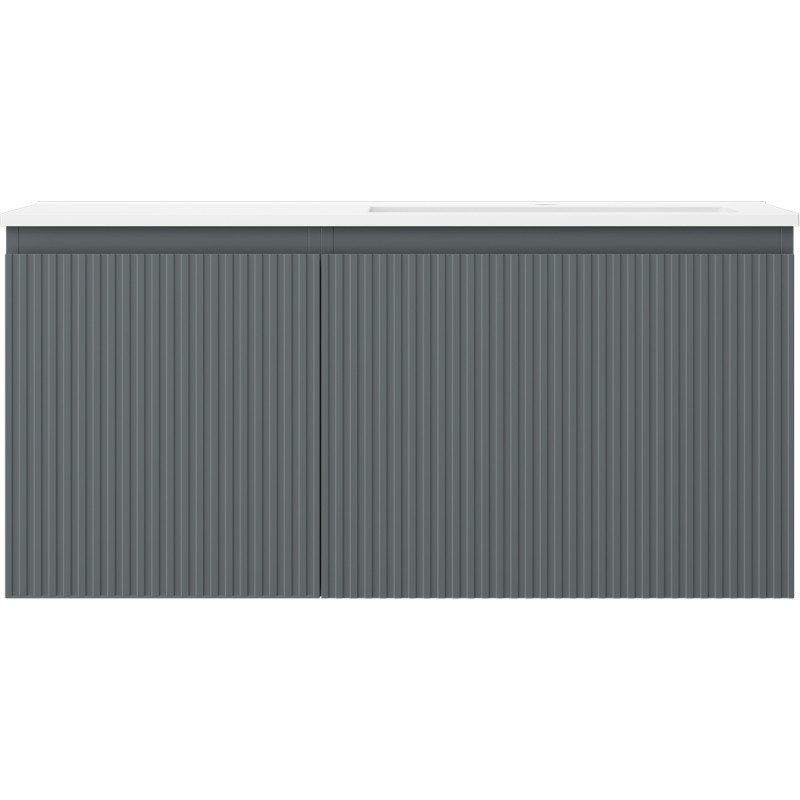 Mexen Rivel dulap de baie 100 cm cu lavoar Otis dreapta, 1S, 1D, riflat, grafit/alb mat - 91A23-10047-3-BBFF66-W18P01