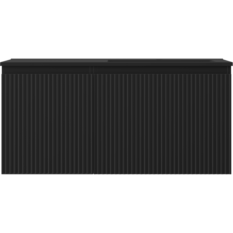 Mexen Rivel dulap baie 100 cm cu chiuveta Otis dreapta, 1 sertar, 1 ușa, riflat, negru mat - 91A23-10047-3-BBFF71-W18P71