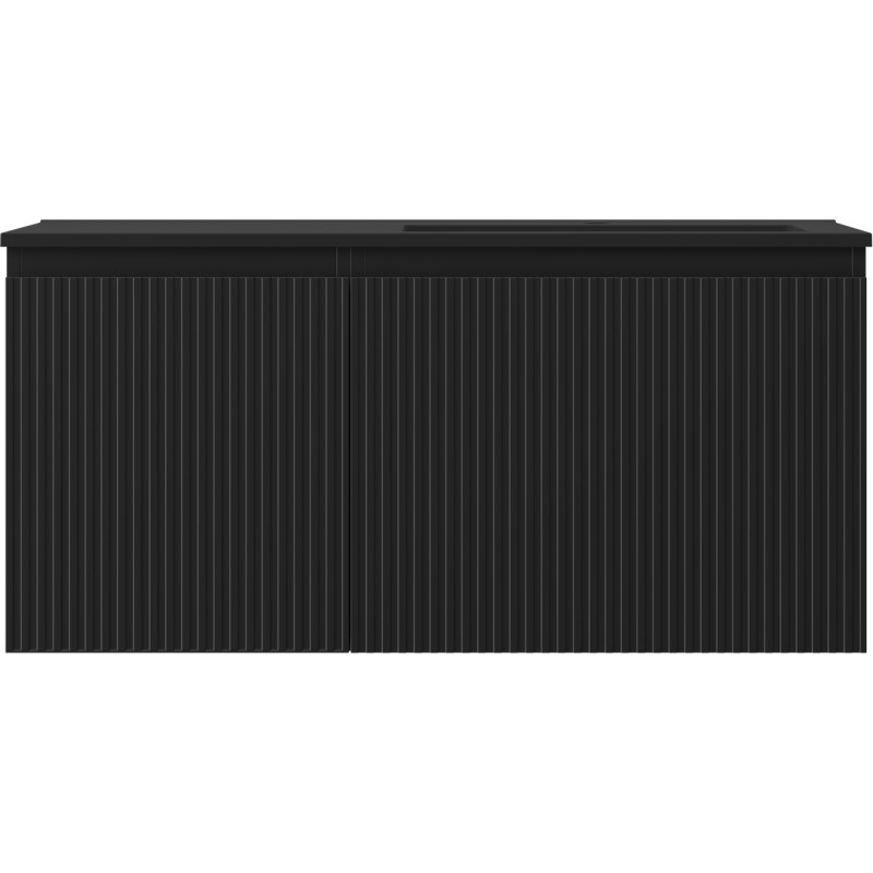 Mexen Rivel dulap baie 100 cm cu lavoar Otis dreapta, 1S, 1D, riflat, negru mat - 91A23-10047-3-BBFF71-W18P71