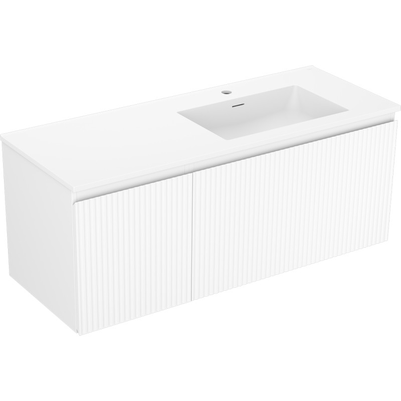 Mexen Rivel dulap baie 120 cm cu lavoar Otis dreapta, 1S, 1D, canelat, alb mat - 91A23-12047-3-BBFF01-W18P01