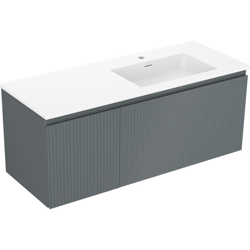 Mexen Rivel dulap de baie 120 cm cu lavoar Otis dreapta, 1S, 1U, canelat, grafit/alb mat - 91A23-12047-3-BBFF66-W18P01