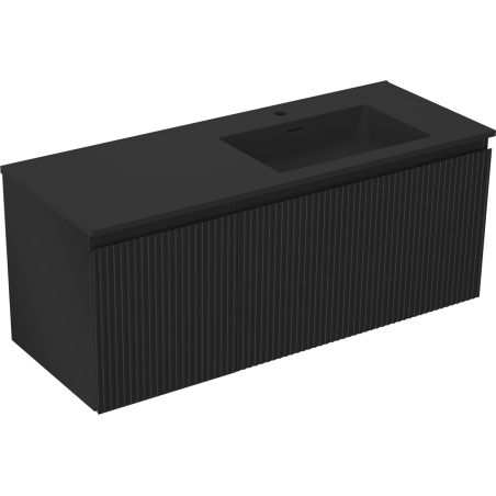 Mexen Rivel dulap baie 120 cm cu lavoar Otis dreapta, 1S, 1D, riflat, negru mat - 91A23-12047-3-BBFF71-W18P71