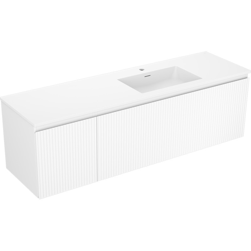 Mexen Rivel dulap baie 160 cm cu lavoar Otis dreapta, 1S, 1D, striat, alb mat - 91A23-16047-3-BBFF01-W18P01