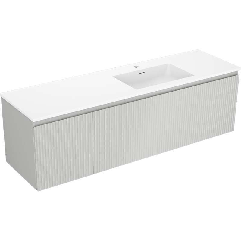 Mexen Rivel dulap baie 160 cm cu lavoar Otis dreapta, 1S, 1D, riflat, gri mat/alb mat - 91A23-16047-3-BBFF62-W18P01