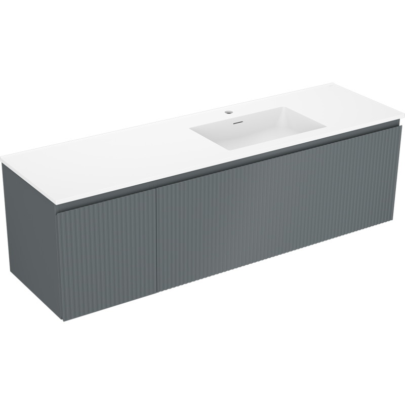 Mexen Rivel dulap de baie 160 cm cu lavoar Otis dreapta, 1S, 1D, cu caneluri, grafit/alb mat - 91A23-16047-3-BBFF66-W18P01