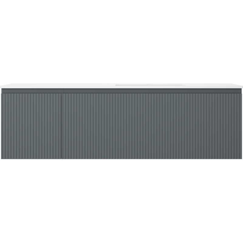 Mexen Rivel dulap baie 160 cm cu lavoar Otis pe dreapta, 1 sertar, 1 ușă, riflat, grafit/alb mat - 91A23-16047-3-BBFF66-W18P01