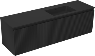 Mexen Rivel dulap de baie 160 cm cu lavoar Otis dreapta, 1S, 1D, canelat, negru mat - 91A23-16047-3-BBFF71-W18P71