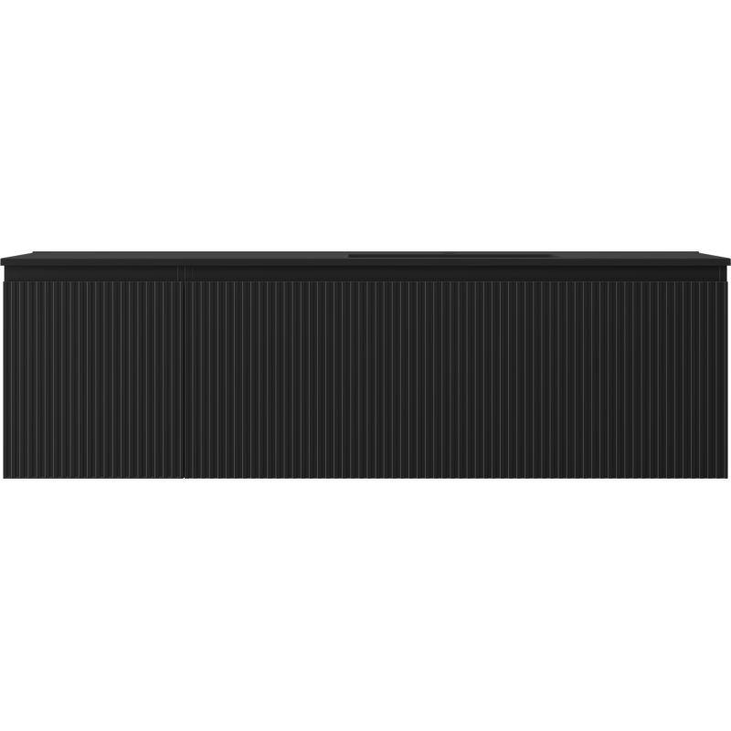 Mexen Rivel dulap de baie 160 cm cu lavoar Otis dreapta, 1S, 1D, canelat, negru mat - 91A23-16047-3-BBFF71-W18P71