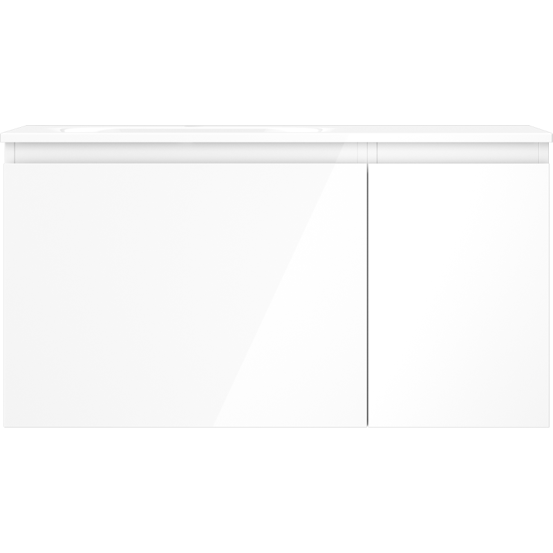 Mexen Orio dulap baie 90 cm cu lavoar Vela stânga, 1S, 1D, alb lucios - 91A13-09047-3-BBFF00-W23L00