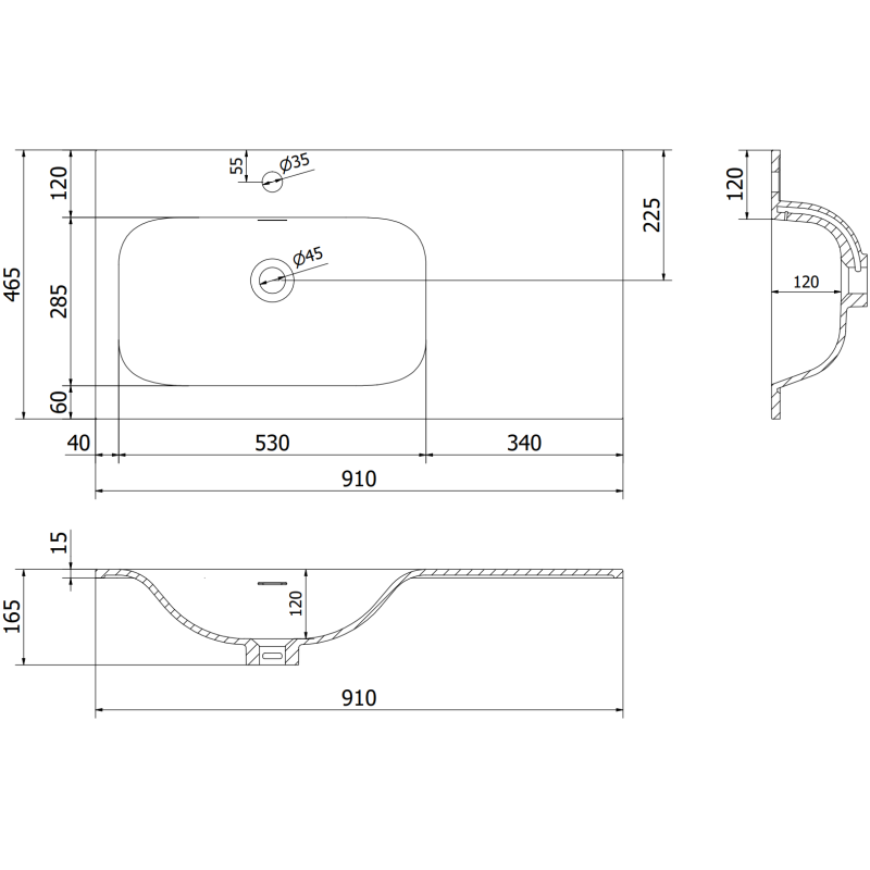 Mexen Orio fürdőszobaszekrény 90 cm bal oldali Vela mosdóval, 1S, 1D, fényes fekete/matt fekete - 91A13-09047-3-BBFF70-W23L71