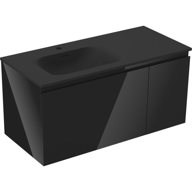 Mexen Orio dulap baie 90 cm cu chiuvetă Vela stângă, 1S, 1D, negru lucios/mat negru - 91A13-09047-3-BBFF70-W23L71