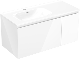 Mexen Orio dulap baie 100 cm cu lavoar Vela stânga, 1S, 1D, alb lucios - 91A13-10047-3-BBFF00-W23L00